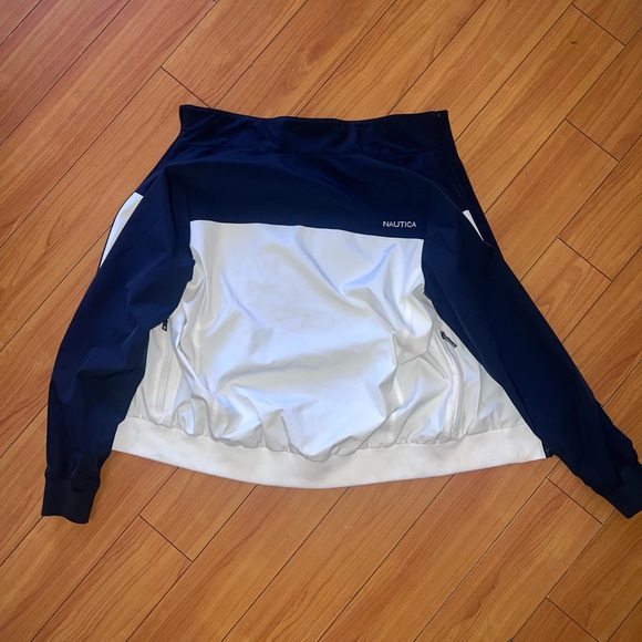 Nautica Zip Up Jacket Mens Small Blue White Stretch Water Resistance - Picture 3 of 9